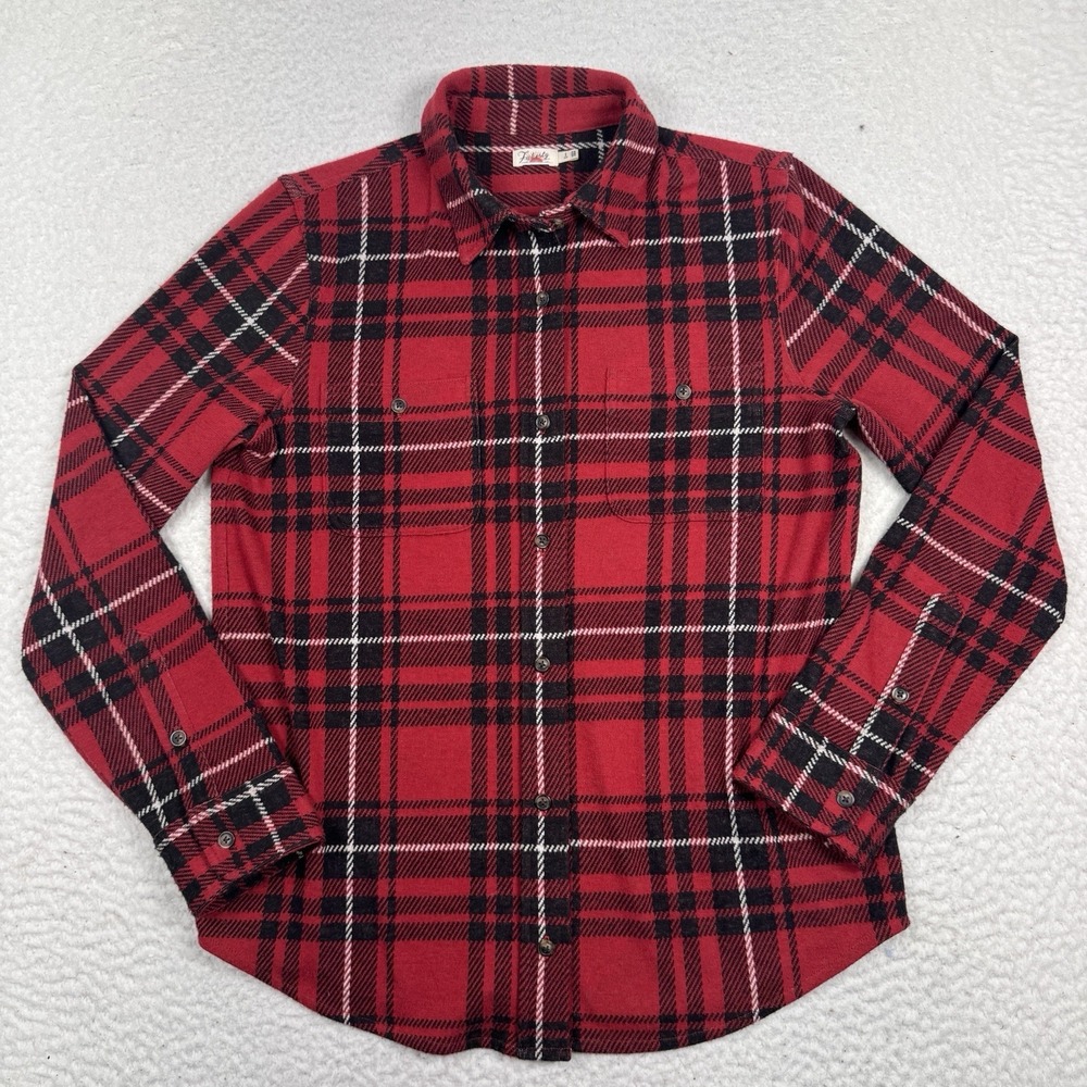 Faherty Legend Sweater Shirt Womens S Red Plaid Flannel Button Up Soft Stretchy